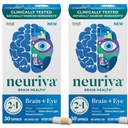 NEURIVA Brain + Eye Supplement for Memory, Focus & Concentration with Klinik olarak Lutein ve Zeaxanthin, Vitaminler A C & E + Çinko for Eye Health & Filter Blue Light 30 Count Capsules (2 Pack)