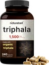 NatureBell Triphala Capsules Supplement, 1,500mg Per | Organik Amla, Bibhitaki, Haritaki Meyve Tozu – Destekler Digestive Health – Double Strength, Non-GMO