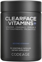Codage Clearface Pantothenic Acid, Niacin Supplement, Βιταμίνες A, C, D3, E, Προβιοτικά, Ψευδάργυρος, Ριβοφλαβίνη, Thiamin, L-Lysine HCL & Omega-3, Niacinamide, Skin Botanical Blend - Non- GMO - 90 Κάψουλες