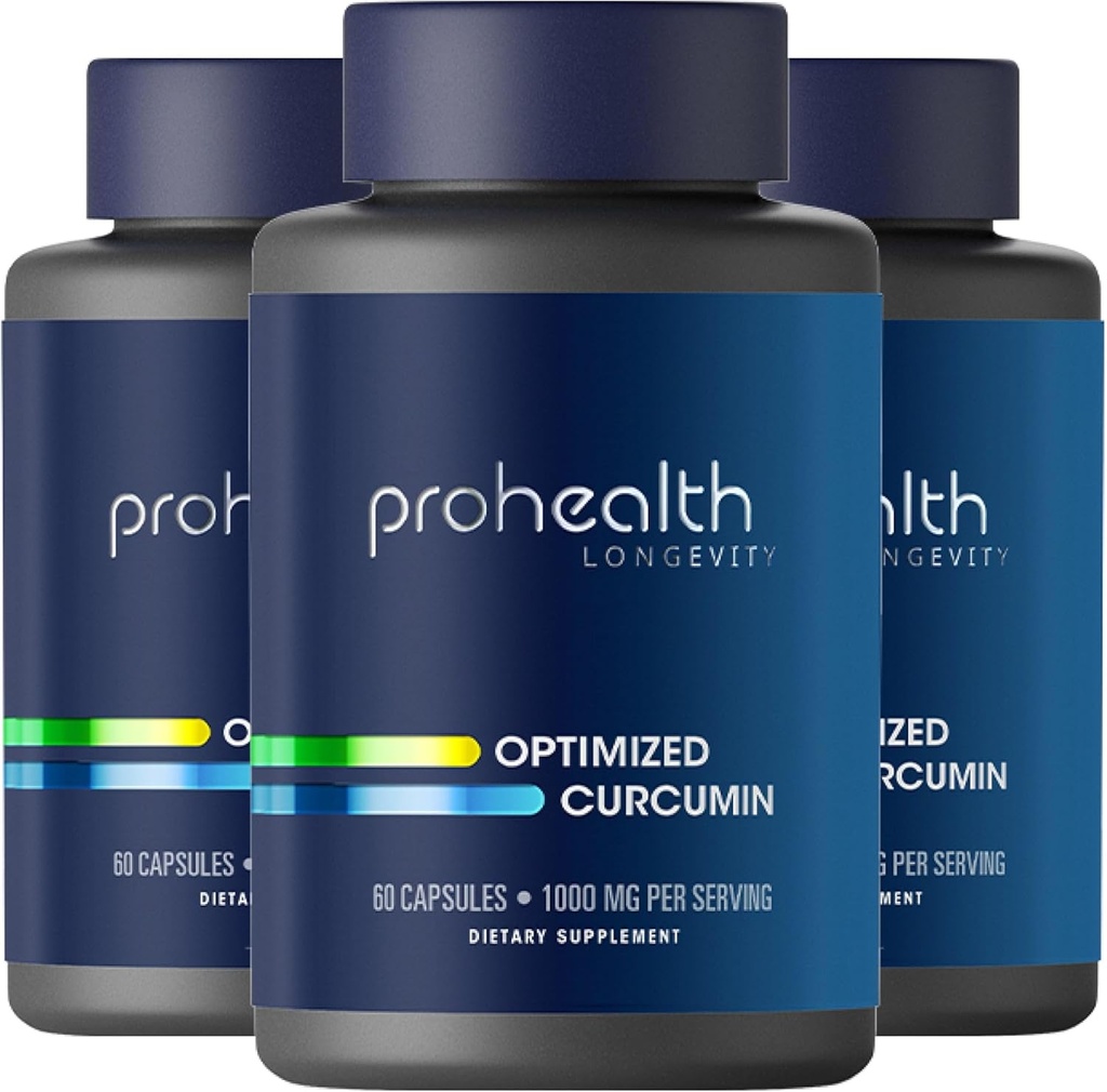 ProHealth Turmeric Curcumin Supplement: 285 Times More Bioavailable - Αναπτύχθηκε από νευροεπιστήμονες. 1000 mg συμπυκνωμένο εκχύλισμα Longvida Curcumin ανά Σερβίρισμα (60 X 500 mg κάψουλες ανά φιάλη) (3 Συσκευασία)