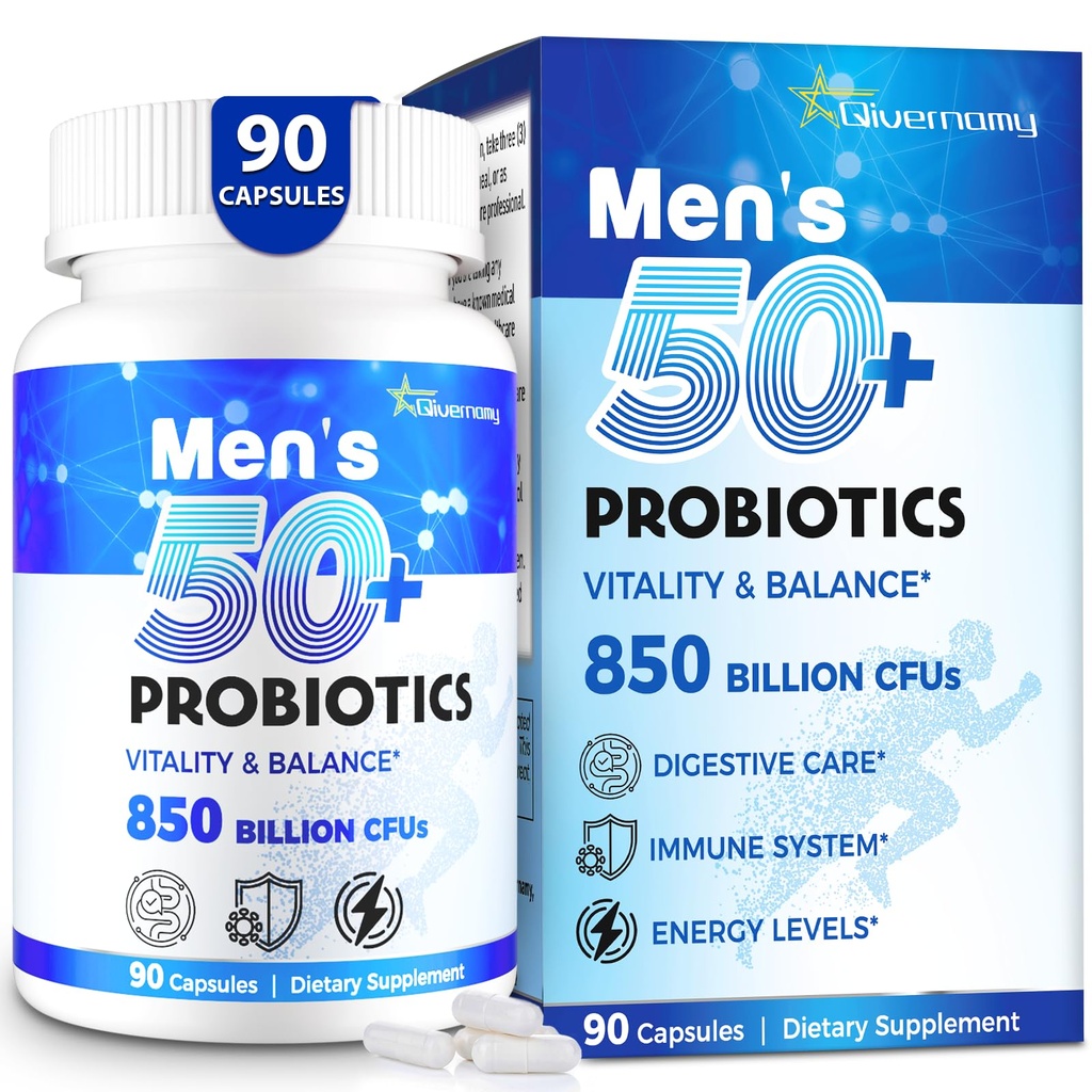 Erkekler için Probiyotikler, Gelişmiş 50+ Erkekler Probiyotik, Kapsamlı Gut & Enerji Desteği 850 Milyar CFU, 1800 mg Prebiyotiks Fiber – Tailored Wellness erkekler 50 üzerinde bağırsak sağlığı için probiyotikler