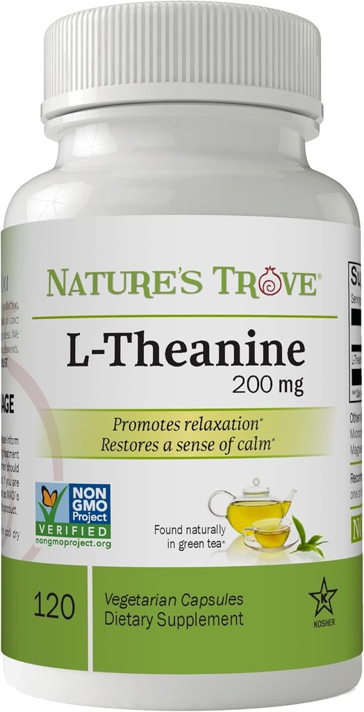 L-Theanine 200 mg Tarafından Nature's Trove - 120 Vegetarian Capsules