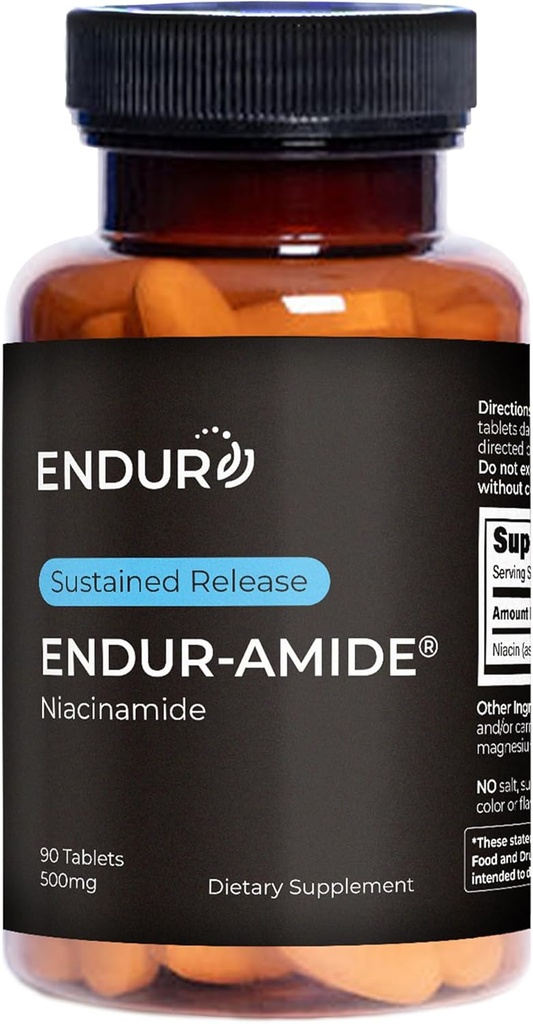 ENDUR-Amide Supplement, Sağlıklı Aging & Cellular Wellness'ı Destekleyin, Skin & Whole Body Health, Gluten Free, 500 mg (90 Tablet)