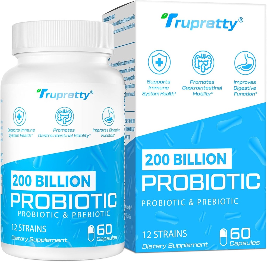 200 Milyar Cfus 12 Strains Probiyotik, 3 Organik Prebiyotik, Kadınlar için Probiyotikler, Immune, Gut, Digestive Health, Raf Stable, Non GMO, 60 Caps (60-Days Supply)