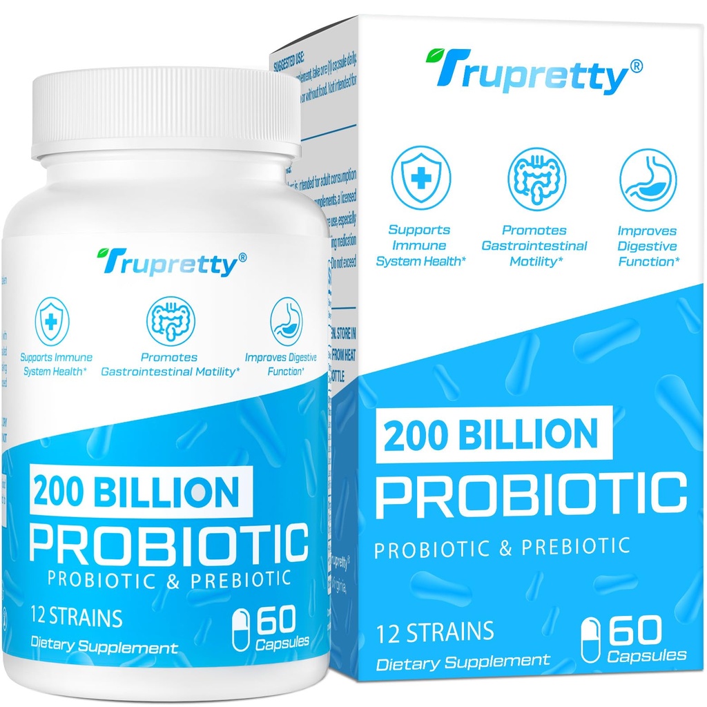 200 Milyar Cfus 12 Strains Probiyotik, 3 Organik Prebiyotik, Kadınlar için Probiyotikler, Immune, Gut, Digestive Health, Raf Stable, Non GMO, 60 Caps (60-Days Supply)