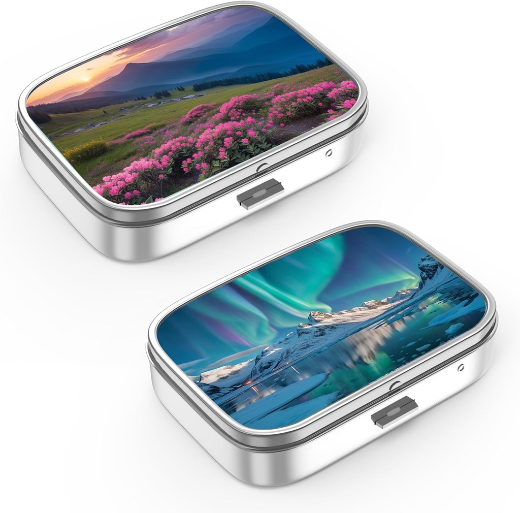 Pill Box 2 Karşılaştırma Küçük Pill Vakası, Pocket veya Purse Pill Organize Pill Konteynerleri Vitaminler, İlaçlar, Balık Yağı ve Supplements(2ücretli)