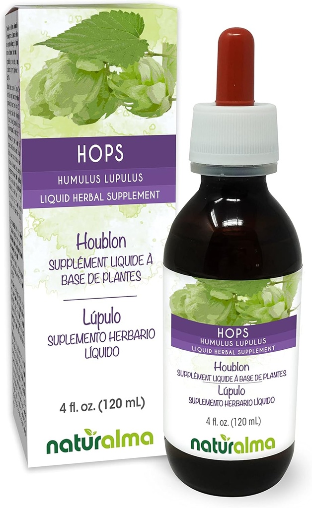 Naturalma Hops (Humulus lupulus) strobilus ή Κώνος (Γυναίκα Λουλούδια) Αλκοόλ-ελεύθερο Βάμμα - 4 fl oz Liquid Extract in Drops - φυτικό συμπλήρωμα - Vegan
