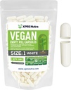 XPRS Nutra Boyutu 1 Boş Kapsüller - 100 Kont Boş Vegan Capsules - Vejetaryen Pills - DIY Sebze Kapsülü - Veggie Pill Caps For Do-It- Yourself Supplements (Beyaz)