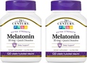 21. Yüzyıl, Melatonin Quick Dissolve Tabletleri 10 mg, White, Cherry, 120 Kont (Pack of 2)