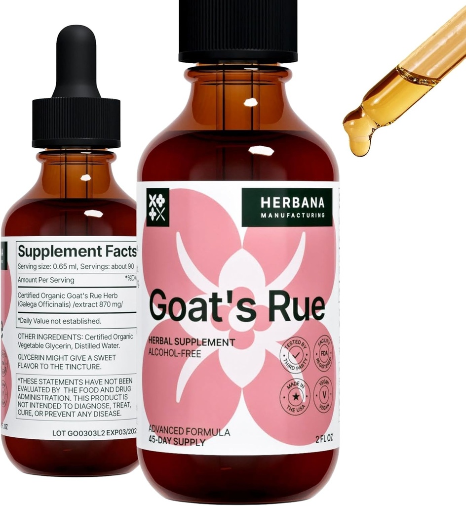 Goat's Rue Liquid Extract 2 fl oz - Συμπληρώματα Γαλουχίας - Υποστηρίζει την παραγωγή μητρικού γάλακτος & το θηλασμό σταγόνες ανάπτυξης ιστού - Galega Officinalis Βάμμα - Σύνθετη Φόρμουλα - 45-Ημέρα προσφοράς