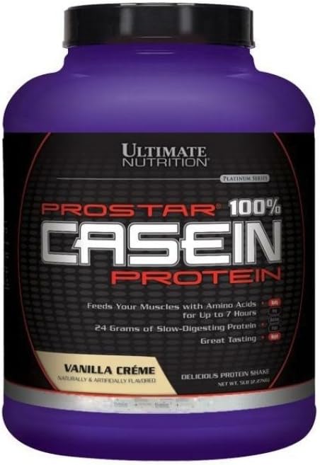 Ultimate Nutrition Prostar Micellar Casein Protein Powder 24 Grams of Protein, 9.9 Grams of EAAS, and 4.6 Grams of BCAAS-69 Servings,Vanilla Powder,5 Pounds