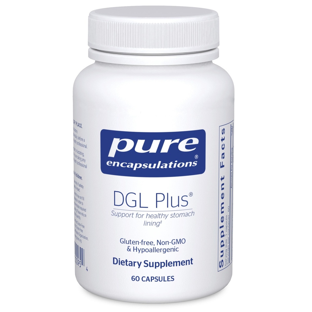 Pure Encapsulations DGL Plus - Erkekler ve Kadınlar için Gut Health Supplements - Marshmallow Root, Aloe Vera Extract & Slippery Elm Bark - Non-GMO & Vegan - 60 Capsules