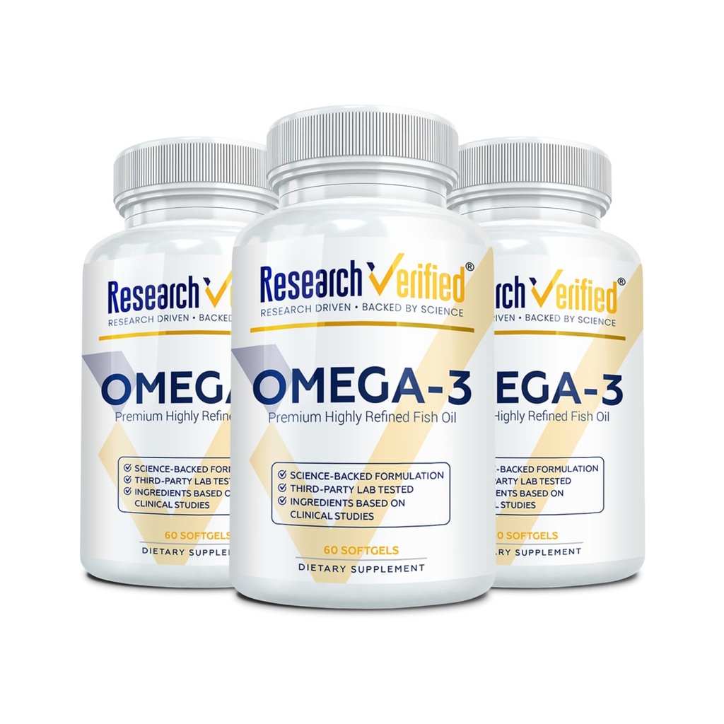Araştırma Doğrulanmış Omega 31800 mg Omega 3 Fish Oil - High 900 mg EPA + 600 mg DHA - No Aftertaste - 60 Softgel Capsules - 3 Şişes