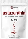 Astaxanthin 12 mg, 120 Softgels, 4 Ay Supply | Premium Astaxanthin Antioksi Supplements | Fresh Microalgae Source | Supports Eye, Joint, Internal Circulation, Skin Health & Natural Tanning