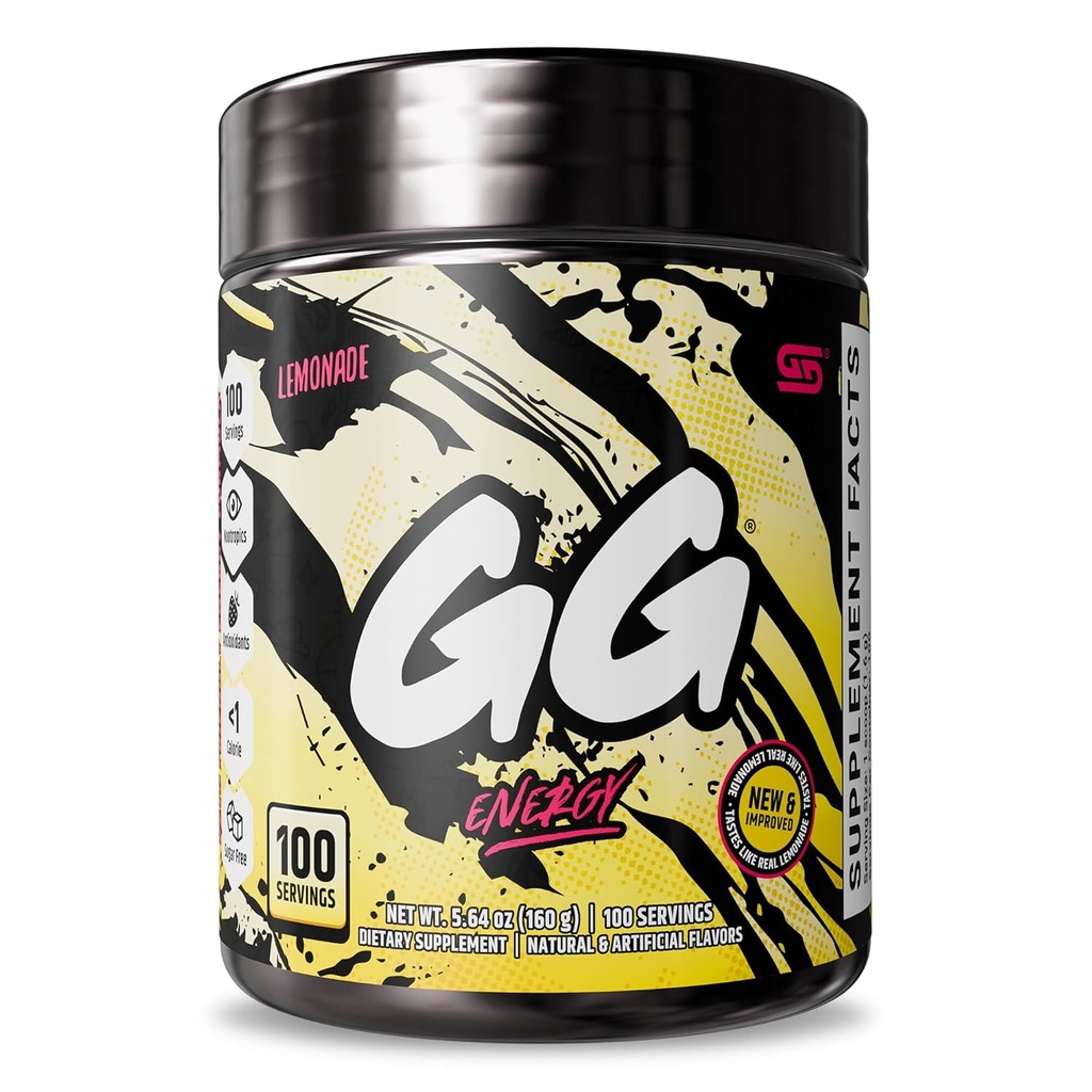 Gamer Supps GG® Energy - Lemonade (100 hizmet) - Keto Friendly Game Energy and Nootropic Mix, Sugar Free + Organic Caffeine + Vitamins, Toz İçecek