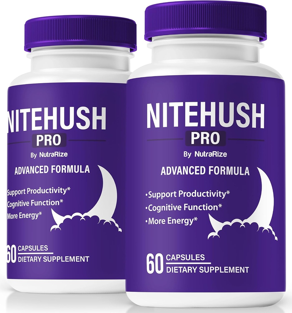 (2 Pack) Nite Hush Pro Capsules- Unlock Your Full Potansiyel with NiteHush Pro Formula - Focus, Concentration and Balanced Health, Resmi NiteHushPro Pills Review (120 Capsules)