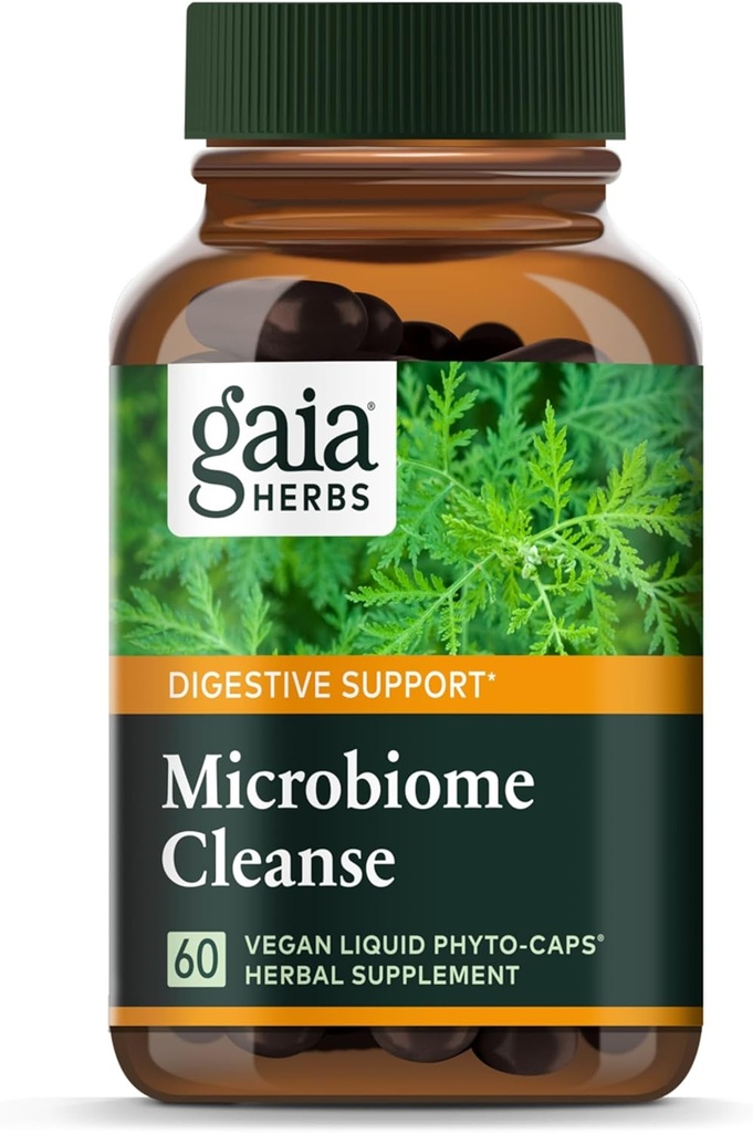 Gaia Herbs Microbiome Cleanse - Black Walnut, Sweet Wormwood, Oregano & Peppermint - The GI Tract While Supporting Digestive Health - 60 Vegan Liquid Phyto-Capsules (30-Day Supply)