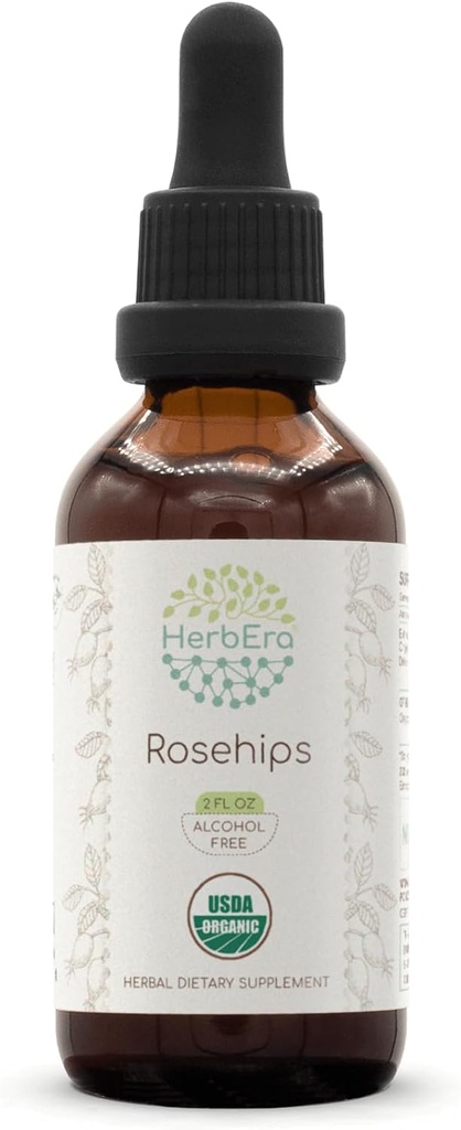 HerbEra Rosehips B60 USDA Organik Tincture | Alkol Özgür Tür, Yüksek Lisans Herbal Drops | Sertifikalı Organik Rosehips (Rosa spp.)