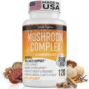 Mushroom Kompleksi, 10 Mushroom Mix for Energy and Immune Support, 2600 mg per Service, 120 Vegan Capsules