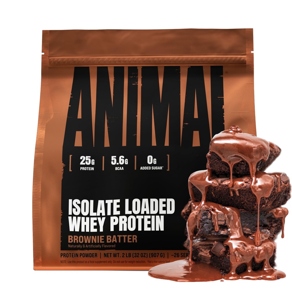 Animal Whey Isolate Protein Tozu - Pre & Post Workout Muscle Builder ve Recovery için Men & Women - 25g protein, Great Taste, Low Sugar - Brownie Batter 2 lbs