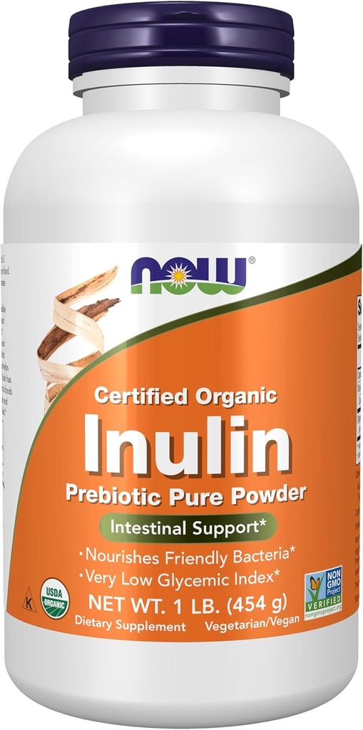 Şimdi Gıdalar Tamamlıyor, Inulin Prebiyotik Pure Toz, sertifikalı Organik, Non-GMO Projesi Doğrulandı, Intestinal Support*, 1-Poundound