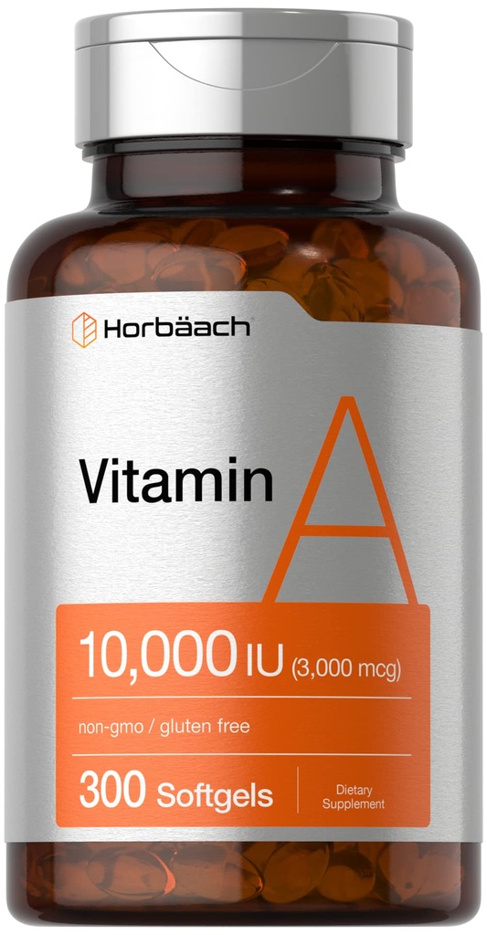 Horbäach Vitamini 10000 IU Softgels | 300 Count | Non-GMO, Gluten Free Supplement Supplement Supplement