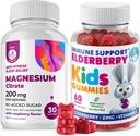 Çocuklar ve 200 mg Gummies Sugar-Free - Sağlıklı Immune Sistem ATM ve Sağlık Desteği Çocuklar ve Yetişkinler için Magnezyum Calm Chews ile Yaşlılıklar ve Yetişkinler için