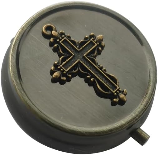 Portre Travel Pill Box Organizer - Hediye kutusu Paket Pill Case, Bronz Dekoratif Metal Tıp Kutusu Pill Sahibi, Az Pocket Pill Case for Purse, Storage Vitamin Or Medicine, Pill Chicken