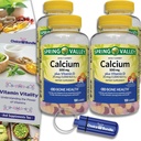 Choice Bundle Spring Valley Calcium 500 mg Plus Vitamin D 25 mcg Συμπληρώματα διατροφής για την υγεία των οστών Gummies, 100 Ct 4 pk (400 Σύνολο) + Vitamin Guide and Pill Container (6 αντικείμενα)!