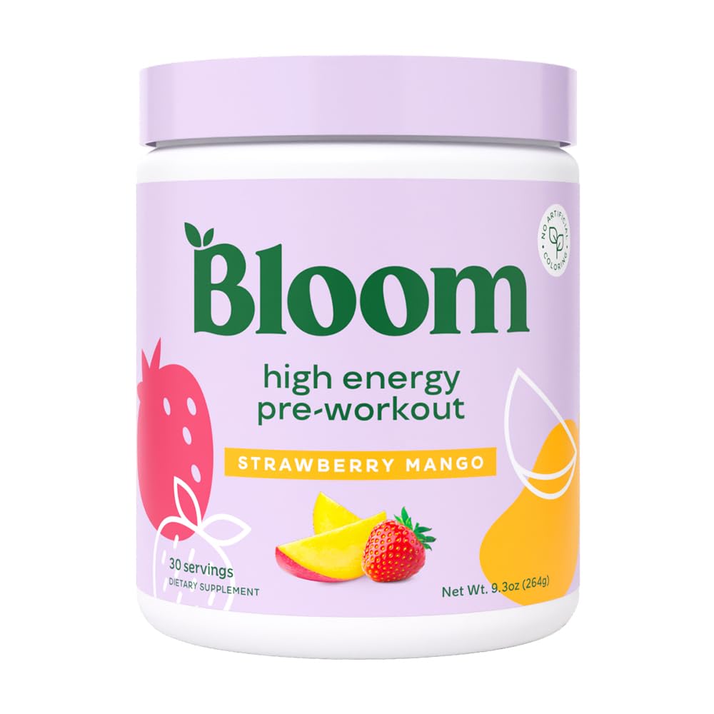 Bloom Beslenme Yüksek Enerji Beta Alanine, BTC ve L Tyrosine ile Çalışma, Yeşil Çay Üretimi Doğal Caffeine Toz, Keto, Sugar Free Drink Mix, Strawberry Mango