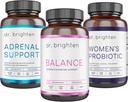 Dr. Brighten Period Υποστήριξη Κιτ - Ισορροπία, Adrenal Υποστήριξη, και Γυναικεία Προβιοτικά - Στόχοι Ορμονική Ακμή, Θέματα Περιόδου, & PMS - Vegan, Μη ΓΤΟ