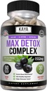 Kaya Naturals Max Detox Herbal Supplement - Doğal Malzemeler 1532 mg - Psyllium Toz, Acai Berry Ekstraksiyon, Ginger Root 60 Count