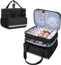 CURMIO Çift Katmanları Pill Şişe Organizer Bag Boş, Tıp Organize Deposu Kilitli Tuvaletler, İlaçlar Prescription Şişes, Medical Materials, Black (Patent Design)