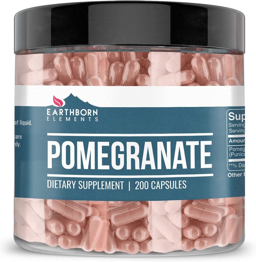Earthborn Elements Pomegranate 200 Capsules, Pure & Undiled, Hayır Katkıları