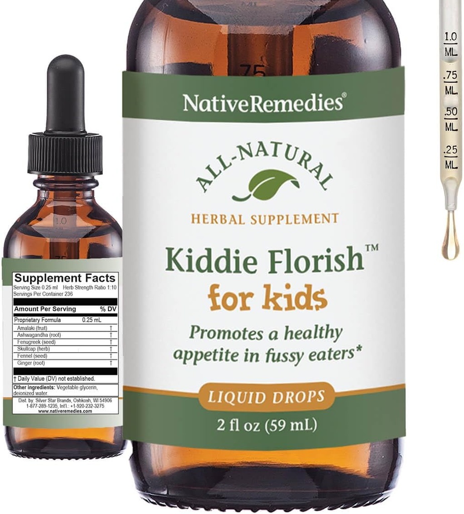 Yerli Remedies Kiddie Florish - All Natural Herbal Supplement Picky Eaters - 59 mL
