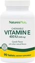 NaturesPlus Vitamin E Chewable - 400 iu, 90 Vejetaryen Tabletler - Doğal Karob Flavor - Sağlıklı Kartiovascular Fonksiyonlar, Free-Radical Defense & General Wellée - Gluten-Free - 90 Servisler