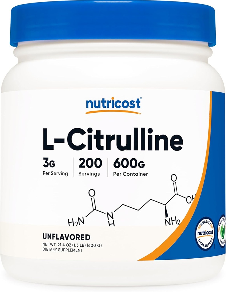 Nutricost Pure L-Citrulline (Base) Toz (600 Grams)