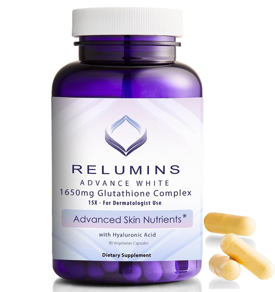 Relumins Glutathione Supplement - 1650 mg Alfa Lipoic Acid, Rose HIPS, Riboflavin, & Vitamin E, ABD'de Made - 90 Veggie Capsules x 1 Şişe - Perrietary