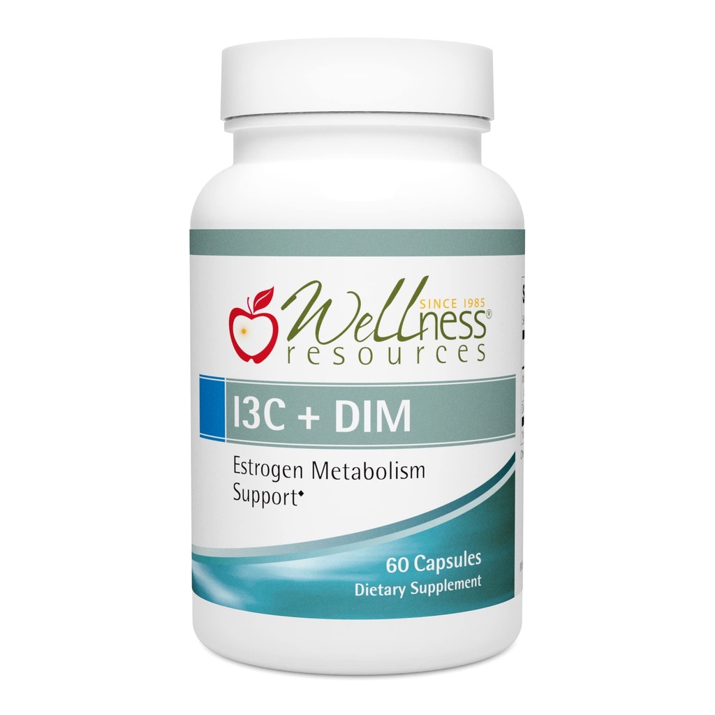 Wellness Kaynakları I3C + DIM for Health Estrogen Metabolism, Detoxification (60 Capsules) - 300 mg I3C + 100 mg DIM - Vegan, Gluten-Free