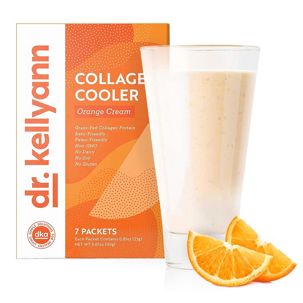Dr. Kellyann Orange Cream Keto Shake Packets (7 hizmet) – 15g protein, Grass-Fed Collagen, Keto & Paleo-Friendly, 1 Packets