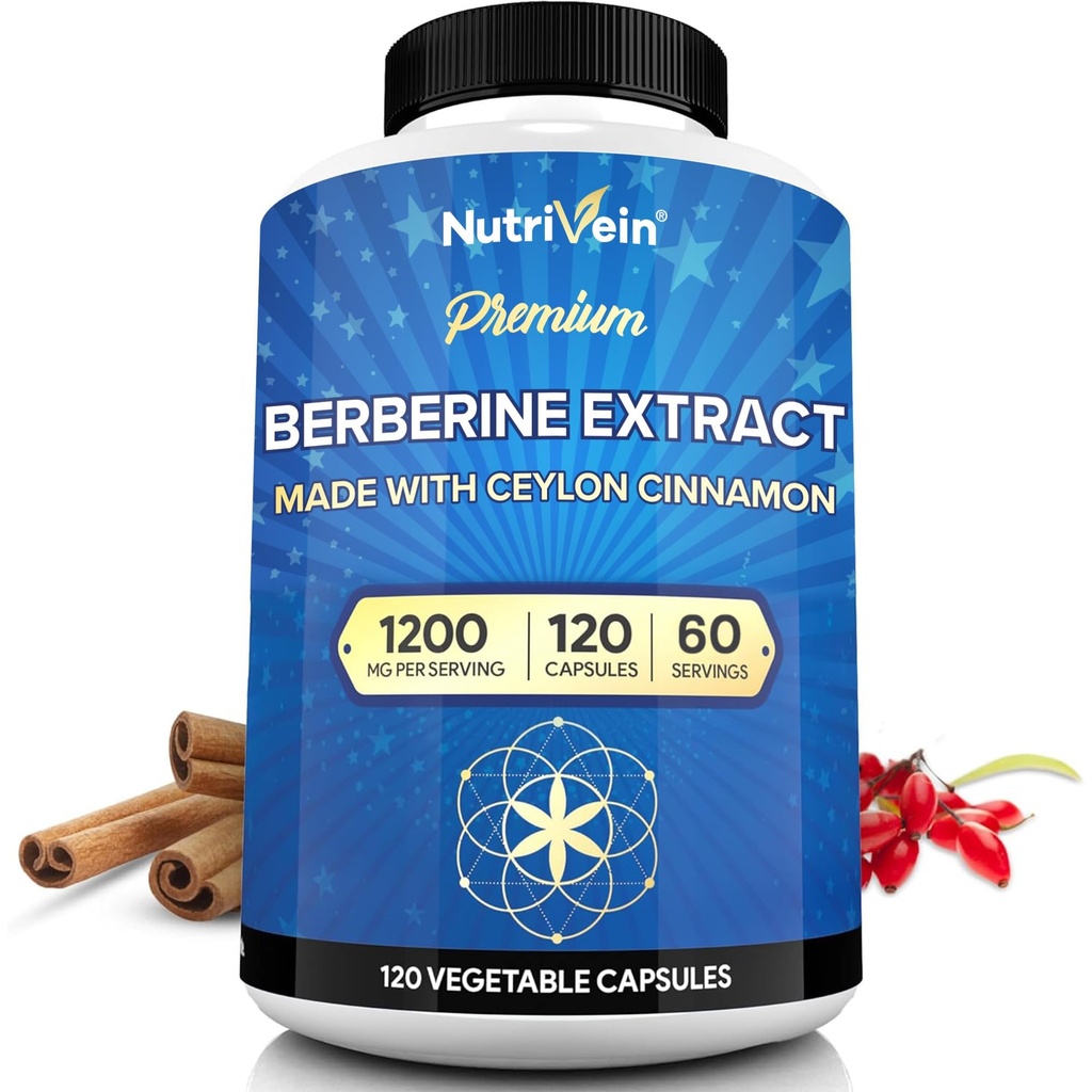 Ceylon Cinnamon ile 0.1 - 120 Capsules: Savunmalar için yüksek-Abpsiyon Berberine Supplement, Digestion, & Metabolism