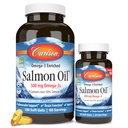 Carlson - Norveçli Salmon Oil, 500 mg Omega-3s, Norveçli Salmon Oil Supplement, Wild Caught Omega 3 Salmon Oil Capsules, Sustainable Sourced, Brain, Heart & Joint Health, 180+50 Softgels