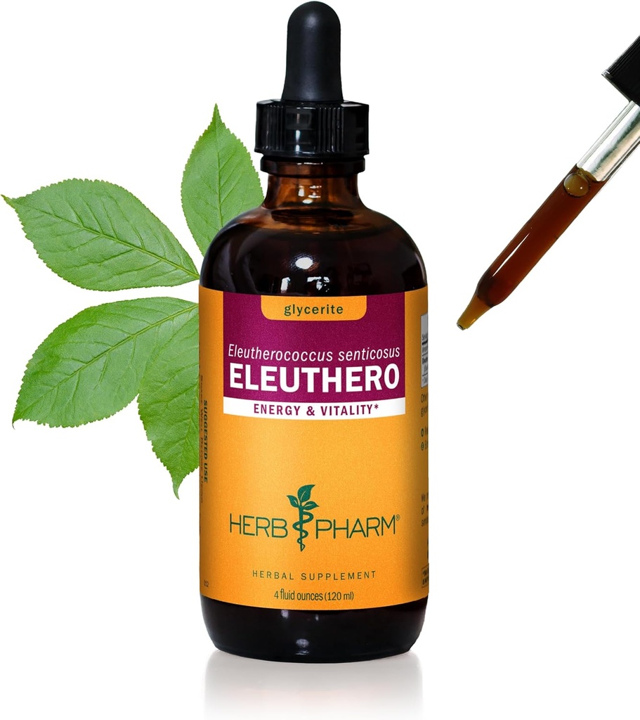 Herb Pharm Eleuthero Root Liquid Glycerite for Energy and Stamina, Alkol Özgür Glycerite, 4 Ounce