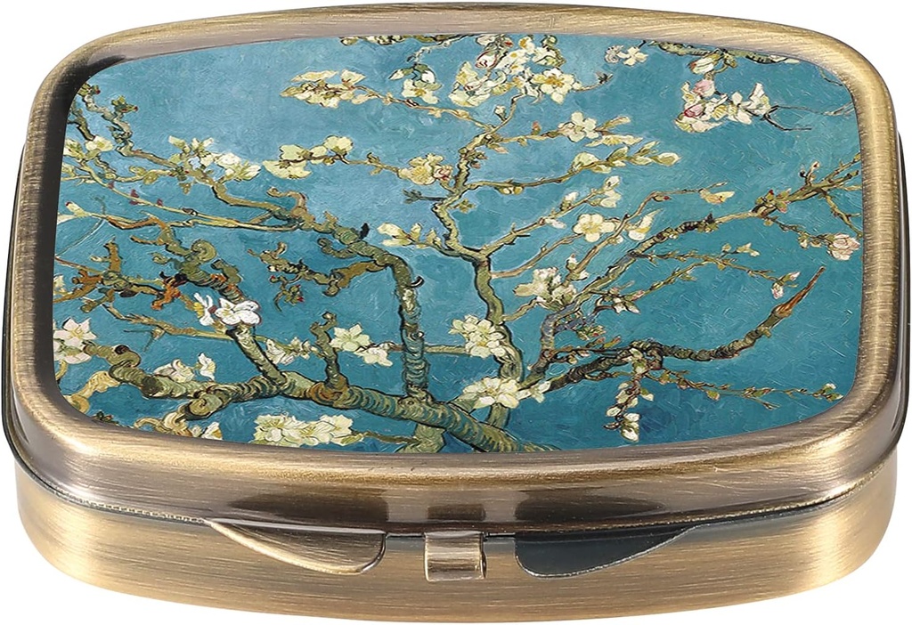 Dynippy Pill Case Pill Box with Mirror Retro Pocket 2 Karşılaştırmalı Tıp Davası Pill Organizer for Pocket Purse and Travel (A-Plumiç)