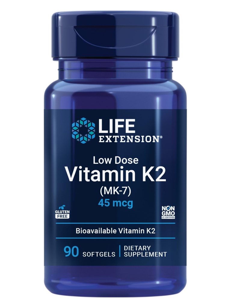 Life Extension Low Dose Vitamin K2 – Arterial Health – Non-GMO, Gluten-Free – 90 Softgels
