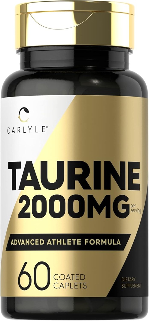 Carlyle Taurine 2000 mg | 60 Caplets | Amino Asit Supplement | Double Strength | Vegetarian, Non-GMO & Gluten Free