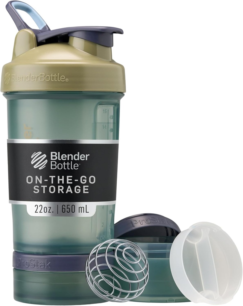 BlenderBottle Shaker Şişe Pill Organizer ve Protein Toz, Classic V2 ProStak System, 22-Ounce, Tan