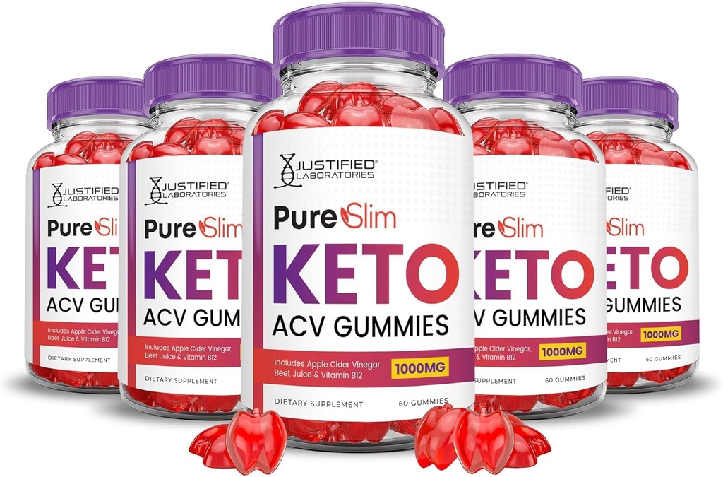 Αιτιολογημένα Εργαστήρια (5 Pack Pure Slim Keto ACV Gummies Advanced Formula 1000MG PureSlim Keto Gummies Apple Cider Vinegar Formulated with Pomegranate Beet Buice Powder B12 Vegan Non GMO 300 Gummys