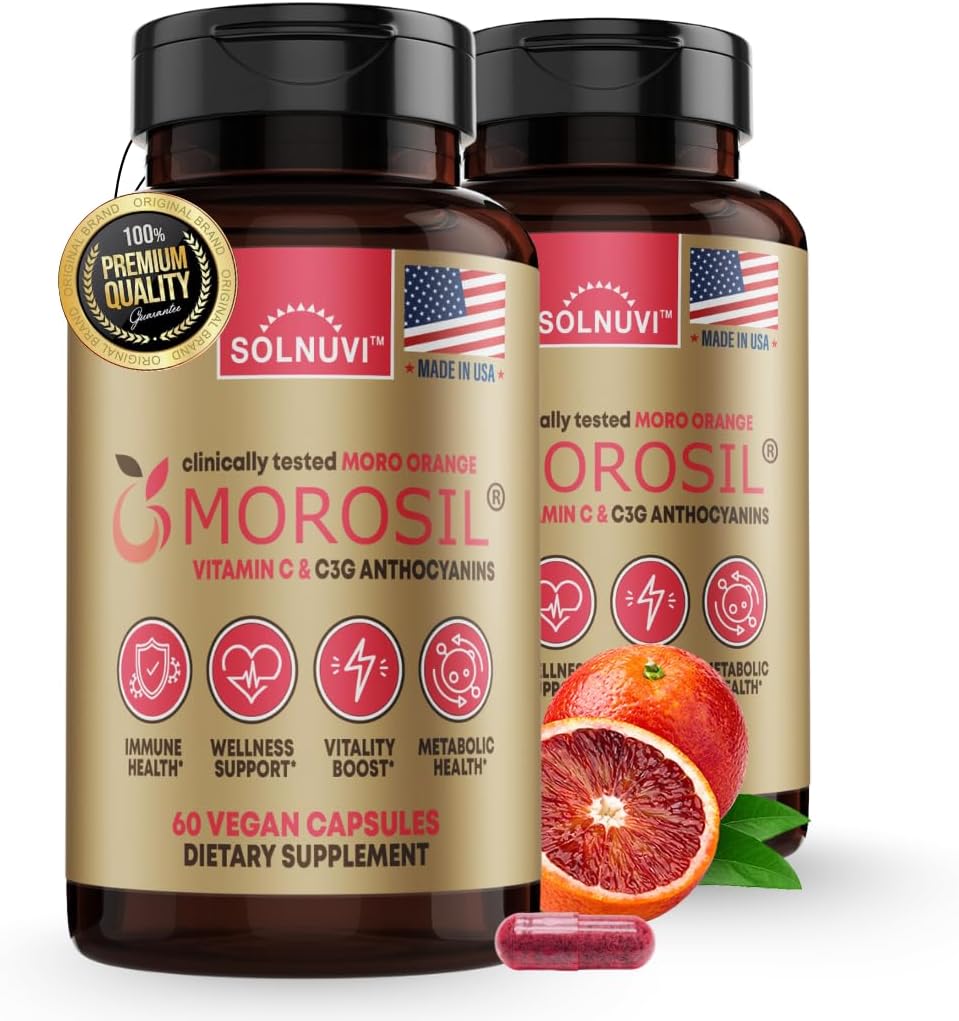 Morosil Clinically tested C3G Supplement - Μεταβολισμός, Αντιοξειδωτικό, Ευεξία Υποστήριξη για Άνδρες & Γυναίκες - 400mg Moro Red Orange Extract - 60 Κάψουλες Veggie - Μη-ΓΤΟ, Χωρίς Γλουτένη, Vegan-Friendly