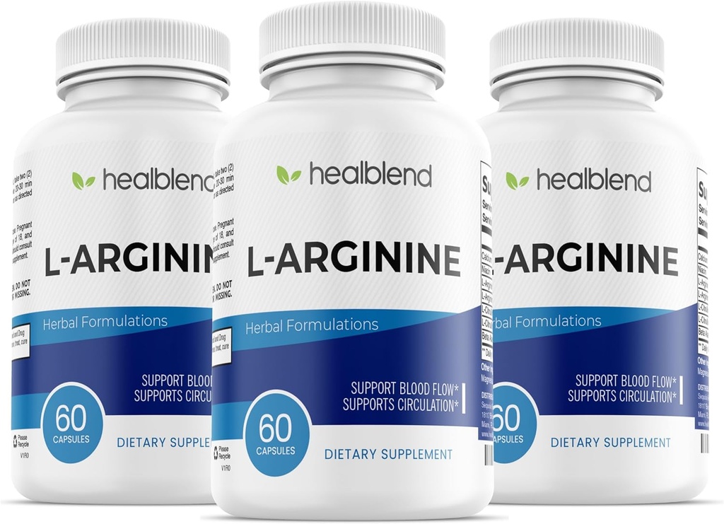 Geblend L-Arginine Plus: Kalsiyum, Niacin, L-Arginine Blend, L-Citrulline Kompleksi & Beta Alanine - 180 Capsules (3 Pack)